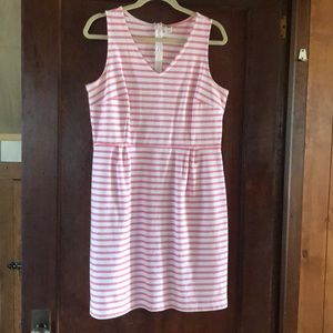 Old Navy pink & white stripe, ponte knit dress, L